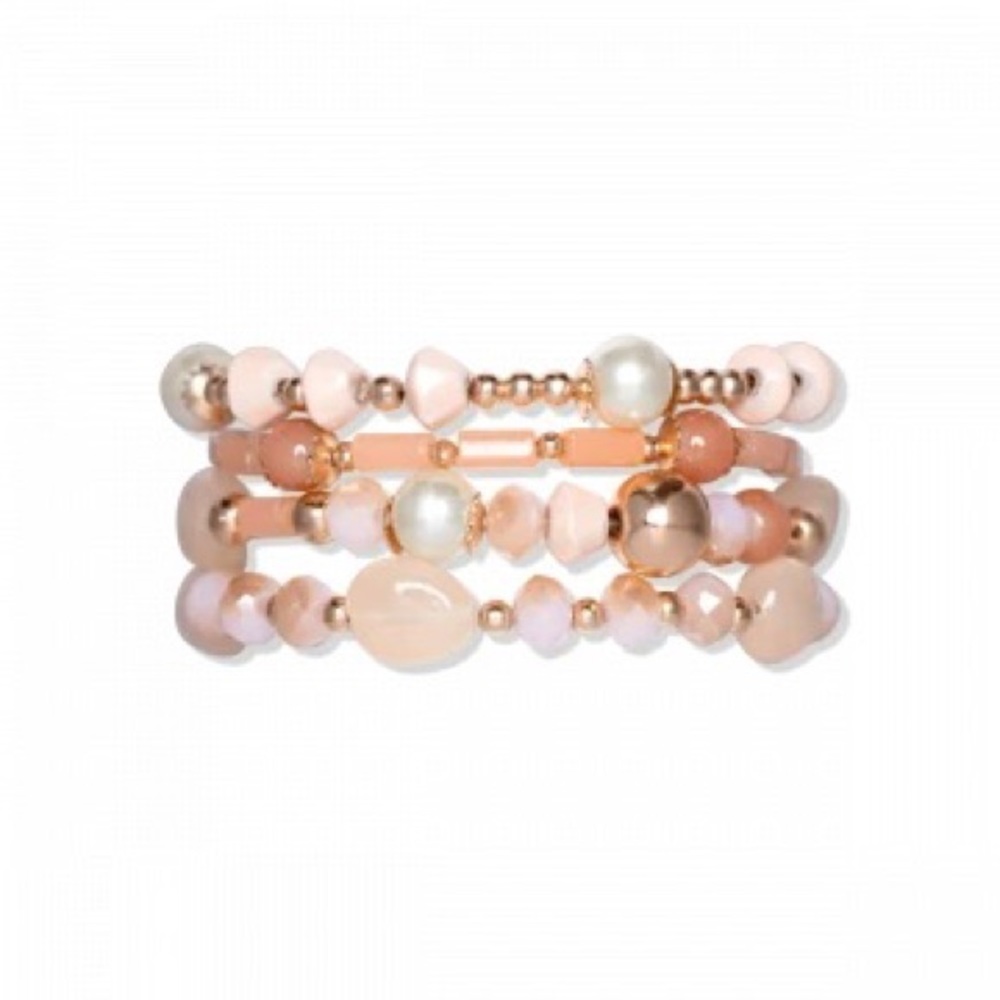 NWT Myra Bag Ebullient Stacking Bracelet Beaded Stacked baby Pink and gold color